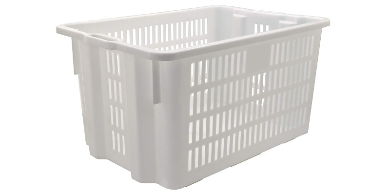 rMIX: Il Portale del Riciclo nell'Economia Circolare - Achetez la caisse alimentaire plastique perforée empilable et empilable 65 litres avec poignées - coloris blanc neutre. #les publicités