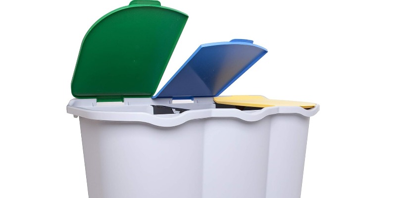 rMIX: Il Portale del Riciclo nell'Economia Circolare - BASURA Contenedor para RECOGIDA SEPARADA DE RESIDUOS Papelera Simple 3 Compartimentos 80 Litros. #publicidad