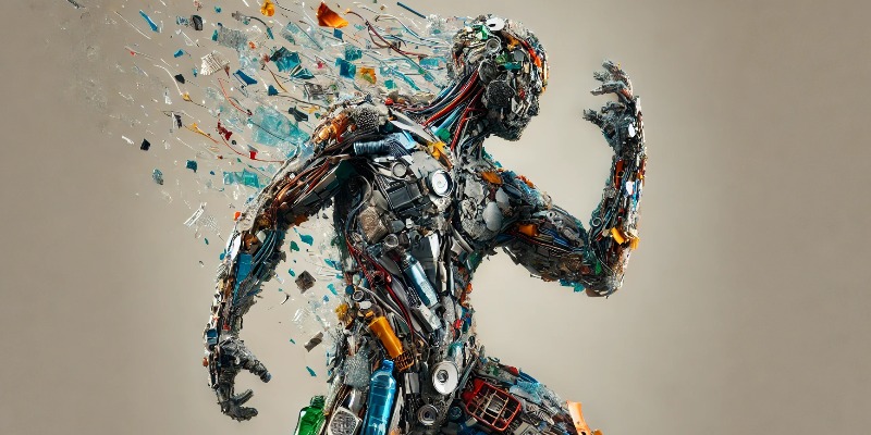 Humanoïde des déchets: l'art numérique transforme les déchets en conscience environnementale