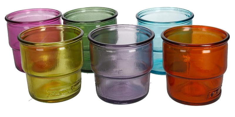 rMIX: Il Portale del Riciclo nell'Economia Circolare - Acquista il Set di 6 Bicchieri acqua in vetro riciclato, colori assortiti, Altezza cm 9, diametro cm 9. #pubblicità