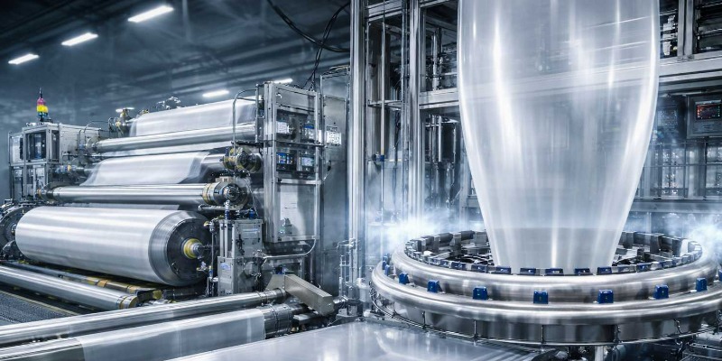 https://www.rmix.it/ - Film Plastico Riciclato. Capitolo 13: Raffreddamento, Traino e Bobinatura del Film Riciclato. Stabilità di Linea e Qualità della Bobina