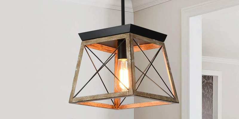 rMIX: Il Portale del Riciclo nell'Economia Circolare -  Vendita di Gabbia in metallo con lampada a lanterna rustica a sospensione con finitura in legno, per sala da pranzo con isola, cucina