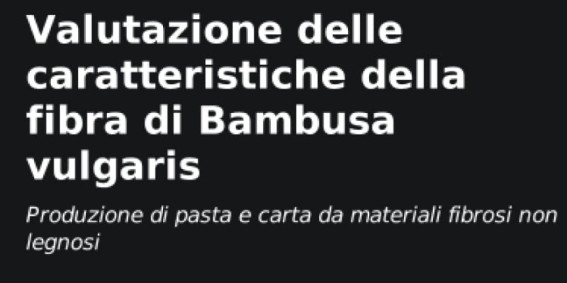 rMIX: Il Portale del Riciclo nell'Economia Circolare - Evaluation of Bambusa vulgaris fiber characteristics: Production of pulp and paper from non-wood fibrous materials. #advertising