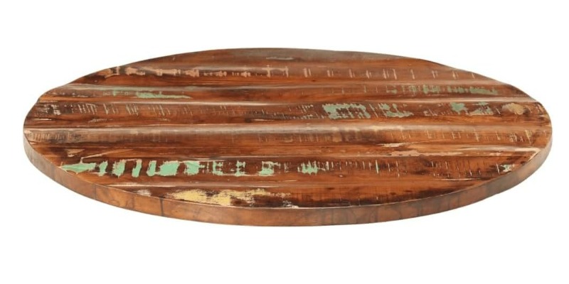 Piano Del Tavolo In Legno Di Recupero 76,2x76,2 Cm Con Bordo In Metallo - Rustico Riciclato Per Cucina, Sala, Caffè - Heirloum