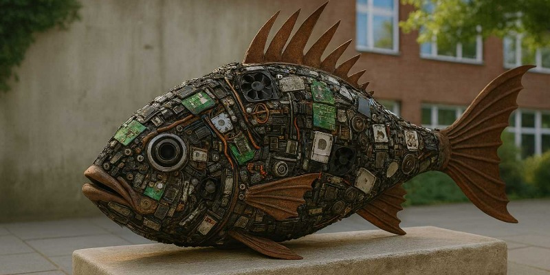 https://www.rmix.it/ - Ecosistema Circuitale: Il Pesce Rinato dal Rifiuto. Opera Artistica